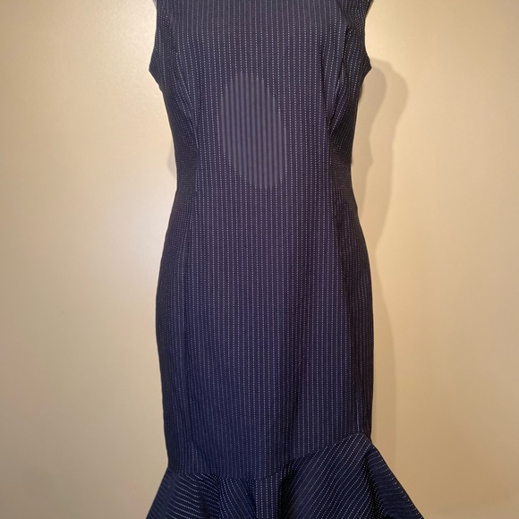 Calvin Klein Black/White Pinstripe Pencil Dress Zipper in the back - Picture 16 of 16